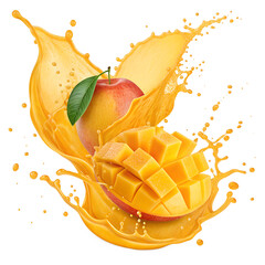 Mango Juice Splash PNG - Transparent Background