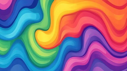 Fototapeta premium Vibrant Rainbow Waves Abstract Colorful Swirling Design