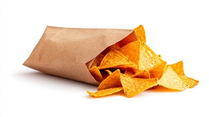 Tortilla Chips in a Paper Bag. Generative AI