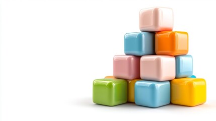 Obraz premium Colorful Stack of Building Blocks for Kids. Generative AI