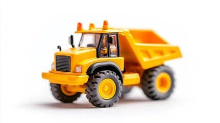 Fototapeta premium Toy Dump Truck for Construction Fun on White Background. Generative AI