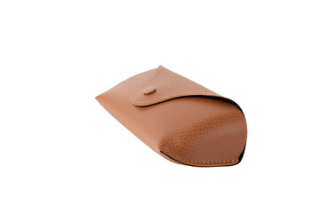 Leather eyeglasses case isolated no background cutout