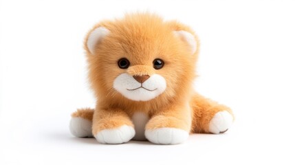 Plush Soft Lion Toy on a White Background. Generative AI
