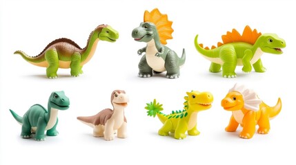 Naklejka premium Set of Plastic Toy Dinosaurs for Kids. Generative AI