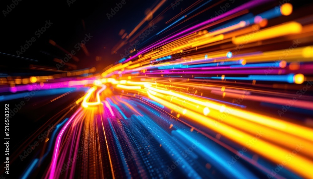Poster colorful light trails creating a dynamic abstract motion background