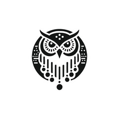 Owl silhouette vector line art logo