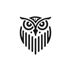 Owl silhouette vector line art logo