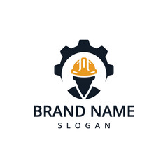 Construction worker logo design. Real estate construction and engineering project vector design