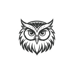 Owl silhouette vector line art logo
