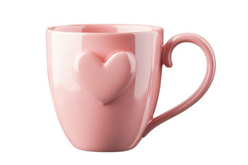 A charming pink coffee mug with a heart design, perfect for romantic moments and cozy beverages.,valentine day,love,cut out