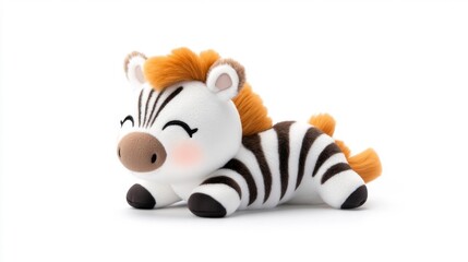 Plush zebra toy isolated on white background. Generative AI