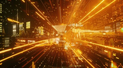 Abstract Digital Tunnel of Data Streams and Information Flow in a Futuristic Cyberspace