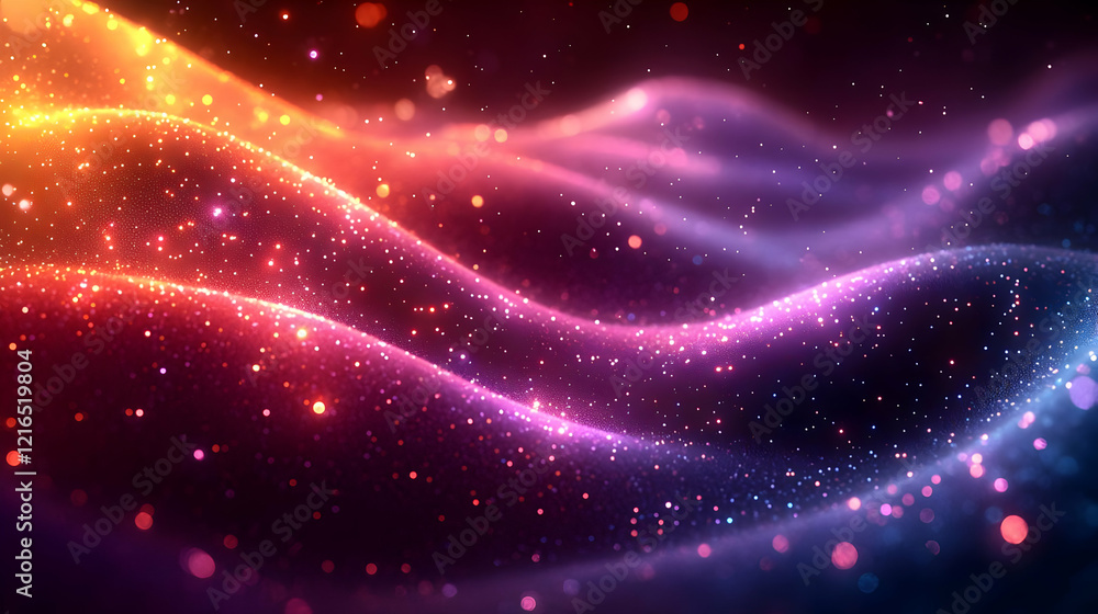 Poster vibrant abstract background with glowing particle waves