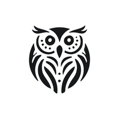 Owl silhouette vector line art logo