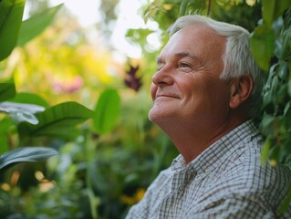 Gardening in Serenity: An Older Man Finds Joy in His Green Space.