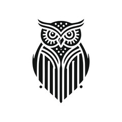 Owl silhouette vector line art logo