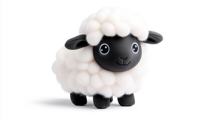 Black and white plush sheep toy isolated on white background. Generative AI