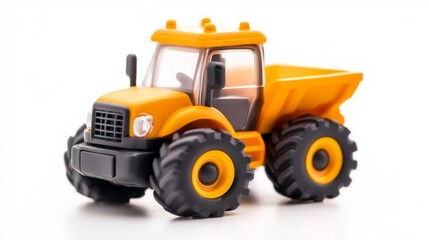 Fototapeta premium Toy Construction Vehicle Isolated on White Background. Generative AI