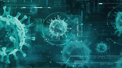 Obraz premium Microscopic View of Coronavirus Pandemic Visualization Digital Art