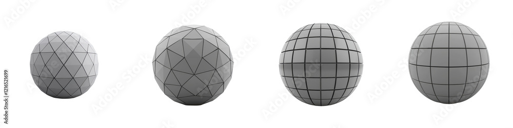 Aufkleber minimalist low polygon 3d rendered geometric spheres in a digital abstract architectural background 