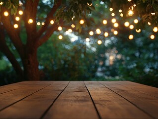Ambient Nighttime Outdoor Setting with String Lights