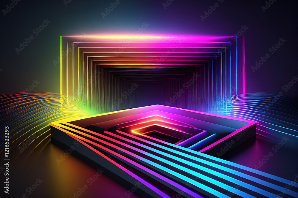 Poster colorful abstract light patterns create a mesmerizing visual experience in a digital space