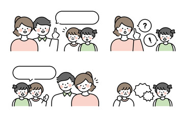 人物イラスト　親子・家族会話