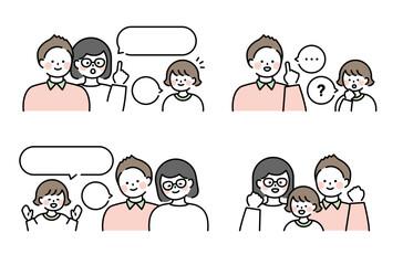 人物イラスト　親子・家族会話