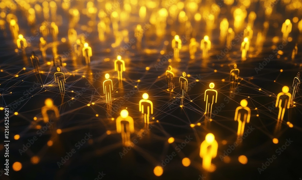 Aufkleber digital representation of interconnected figures symbolizing networking and collaboration. glowing y