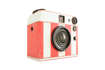 Retro Red and White Striped Camera Nostalgia Photography Vintage