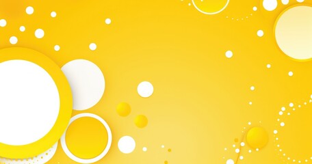 Bright yellow abstract background with circles and dots for design purposes.