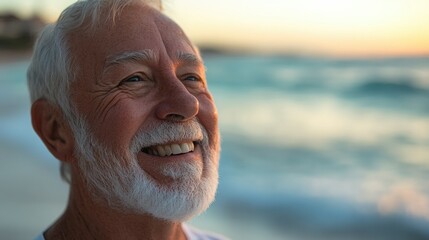 Beachfront Wisdom - Aging Gentleman Contemplates