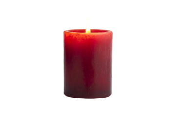 Lit Red Candle on White Background Warm Light Home Decor,