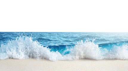 serene beach scene with gentle waves crashing on shore. Isolated on white/transparent background.
