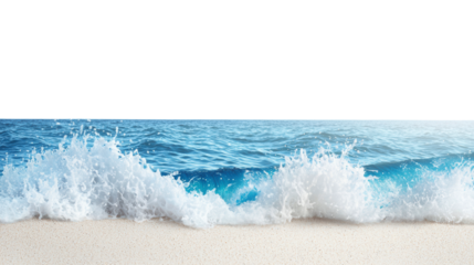 serene beach scene with gentle waves crashing on shore. Isolated on white/transparent background.