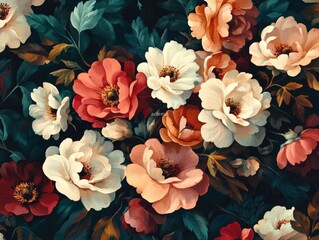 vintage floral painting with dark background