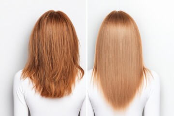 Fototapeta premium Discovering the stark difference between healthy and damaged hair through a vivid visual representation of hair texture and vitality