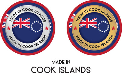 Made in Cook Islands. Premium labels, stickers, pointer, badge and symbol of Cook Islands flag icon. Collection vector illustration
