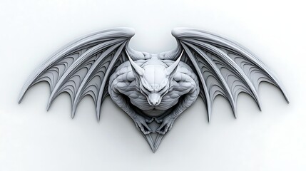 Gargoyle sculpture, white background, fantasy art, wall decor
