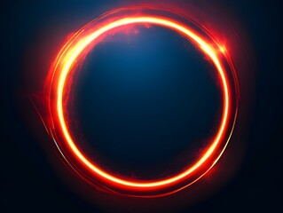 Neon red circle frame on a dark background.
