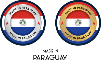 Obraz premium Made in Paraguay. Premium labels, stickers, pointer, badge and symbol of Paraguay flag icon. Collection vector illustration