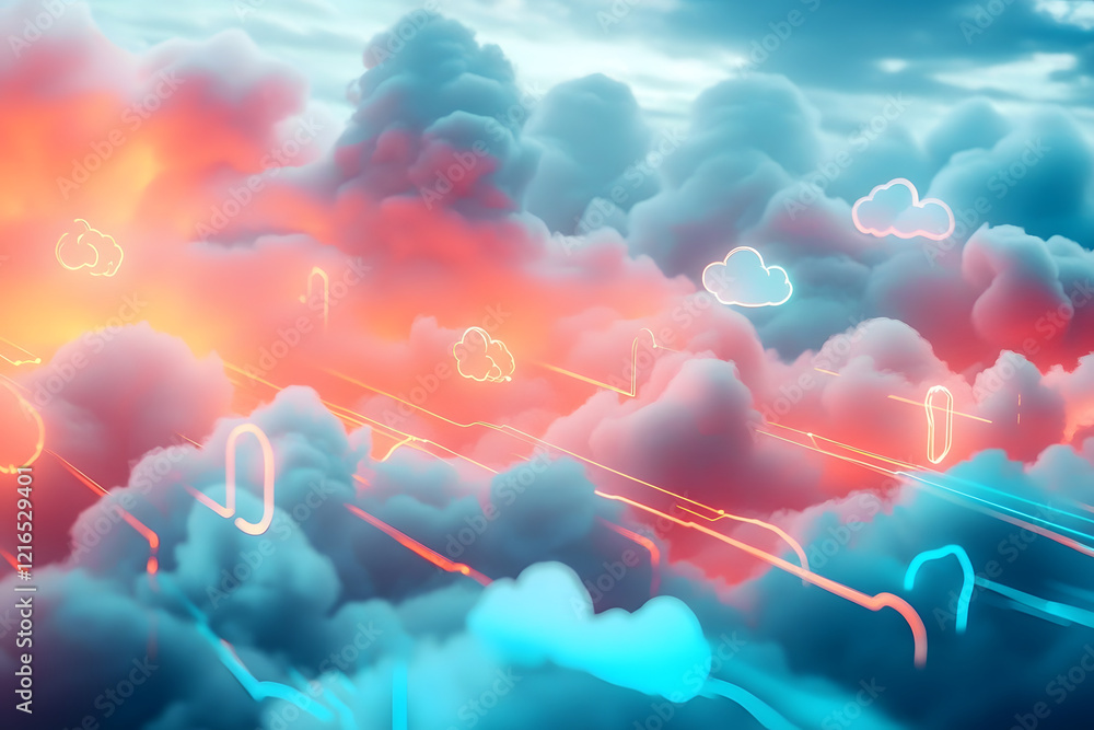 Poster abstract composition of aidriven multicloud management cloud computing services showing how ai orche
