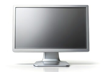Fototapeta premium High-resolution stock photo: isolated silver metallic monitor, blank screen, shallow depth of field; perfect technology mockup.