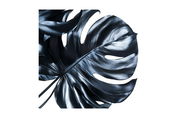 Dark Metallic Monstera Leaf Abstract Art