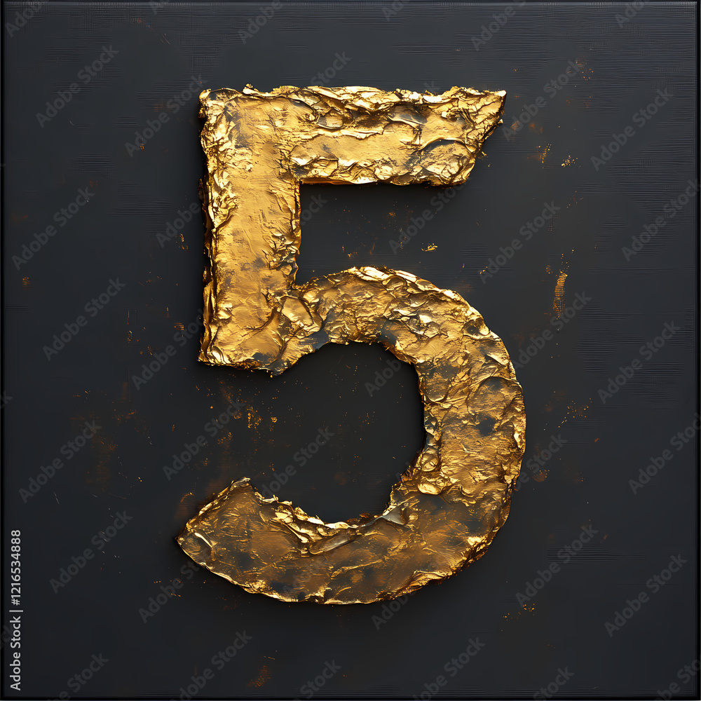 Poster dynamic number 5: a bold and creative illustration of the digit five, perfect for adding a modern, s