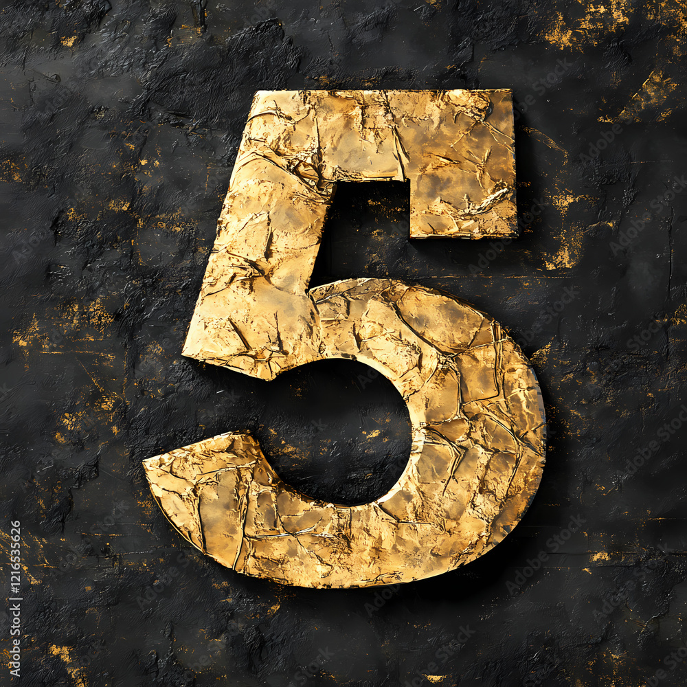 Poster dynamic number 5: a bold and creative illustration of the digit five, perfect for adding a modern, s
