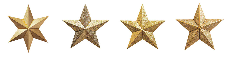 Obraz premium Collection of shiny sparkling golden metallic star icons and graphic elements in various geometric designs shapes and styles Decorative festive holiday or background
