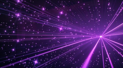 Fototapeta premium A vibrant cosmic background featuring purple rays and sparkling stars.