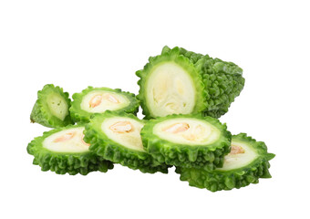 bitter melon, bitter gourd, bitter squash fruit isolated on transparen png.