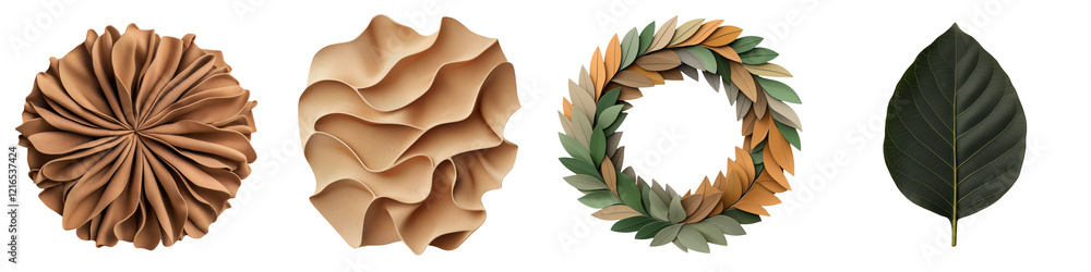 Poster origami inspired abstract geometric sculptures fluid shapes and intricate textured patterns for prem